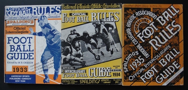 Spaldings NCAA Football Guides 1933 1934 & 1935