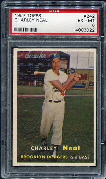 1957 Topps #242 Charley Neal Brooklyn Dodgers PSA 6