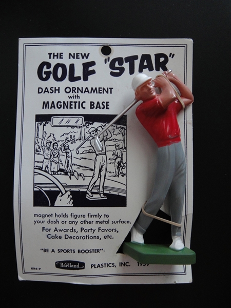 1959 Hartland Golf "Star" Magnetic Dash Ornament on Original Hanger