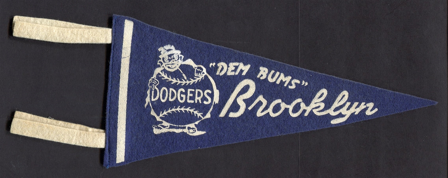 1950s Brooklyn Dodgers "Dem Bums" Small Size Pennant