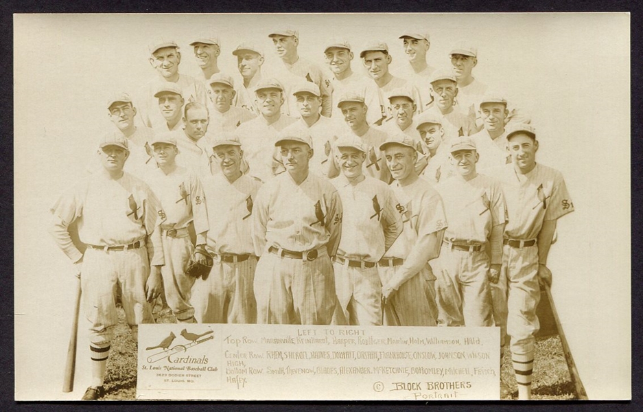 1928 Block Brothers St. Louis Cardinals Postcard