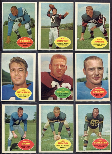 1960 Topps Football Lot of 22 Different Sharp Cards