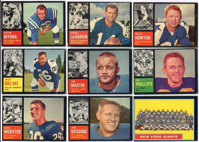 1962 Topps Football Lot of 13 Different w/SPs