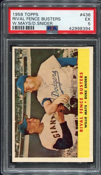 1958 Topps #436 Rival Fence Busters PSA 5