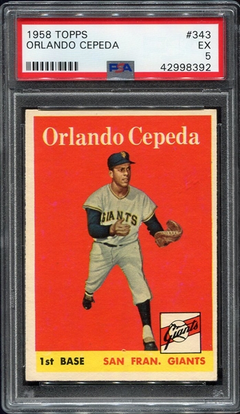 1958 Topps #343 Orlando Cepeda Rookie Card PSA 5