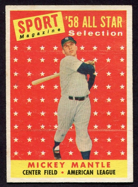 1958 Topps #487 Mickey Mantle All-Star EX