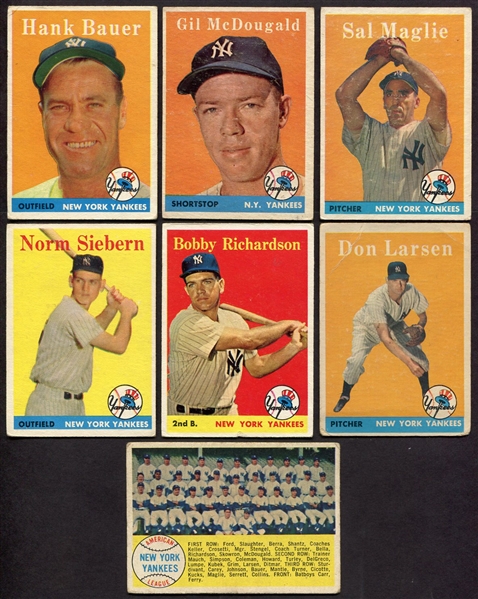 1958 Topps New York Yankees Lot of 15 Different