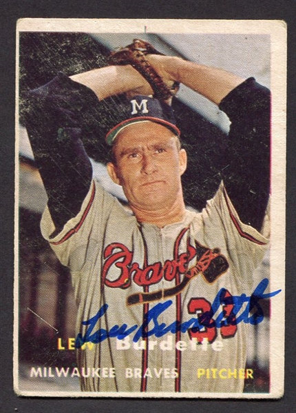 1957 Topps #208 Lew Burdette Autographed
