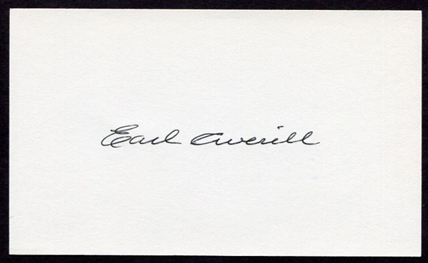 Earl Averill Signed Index Card