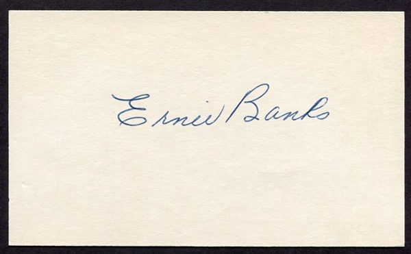Ernie Banks Signed Index Card