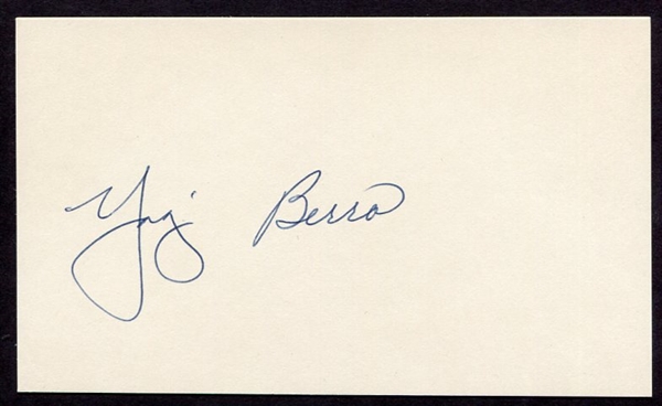 Yogi Berra Signed Index Card
