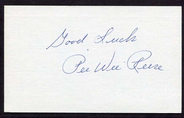 Pee Wee Reese Signed Index Card