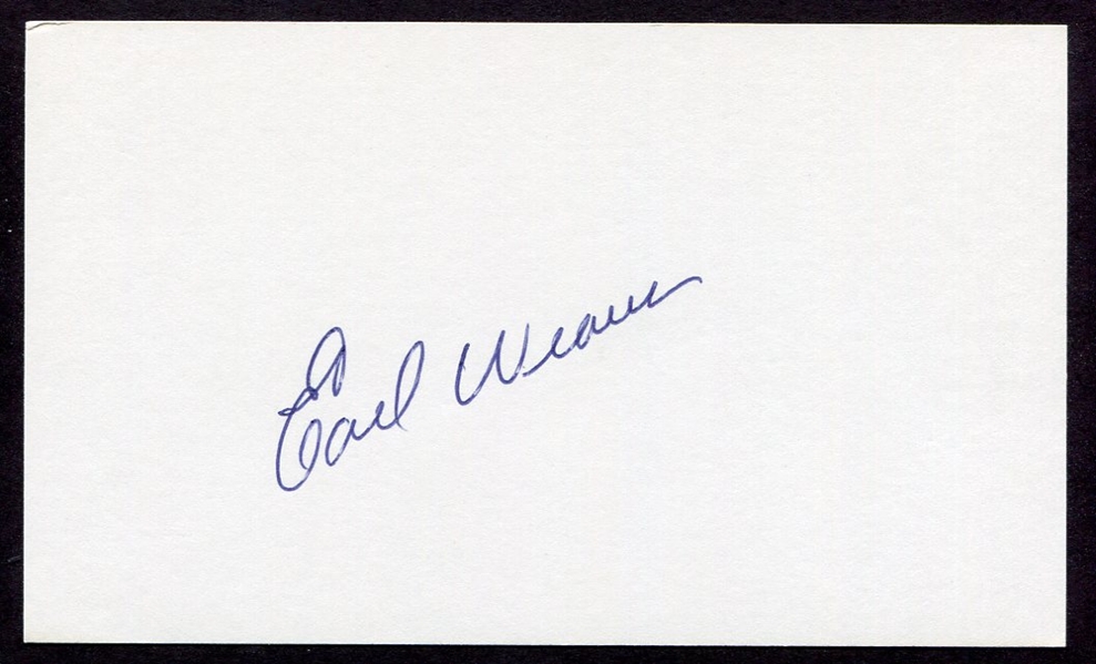 Earl Weaver Signed Index Card
