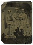 Circa 1870s/80s Baseball Team Tintype w/Bats & Gloves