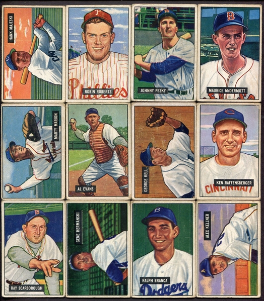 1951 Bowman Lot of 52 Different w/HOFers & High #s