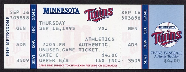 Dave Winfield 3,000th Hit Game Unused Ticket