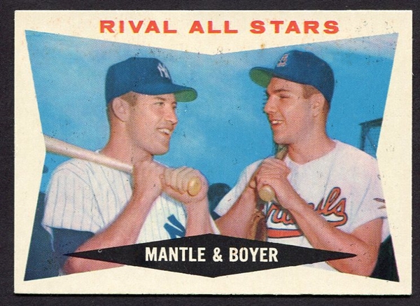 1960 Topps #160 Mantle & Boyer Appears High Grade