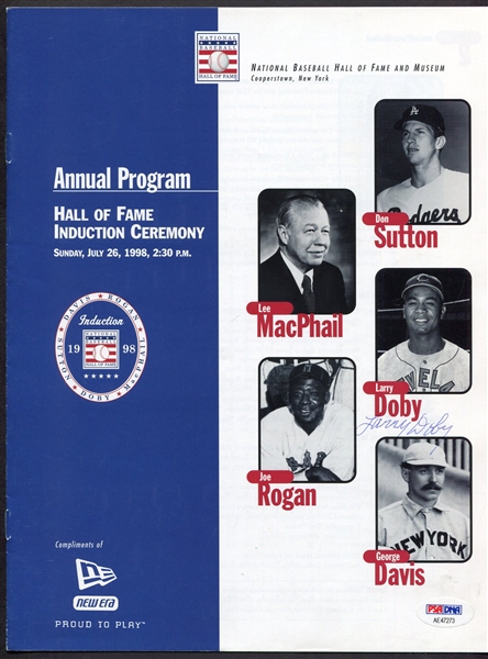 Baseball HOF Induction Program 1998 Signed by Larry Doby PSA/DNA
