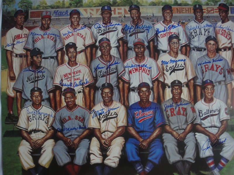 Negro League Tribute to Leon Day Signed by 20 Stars & HOFers 