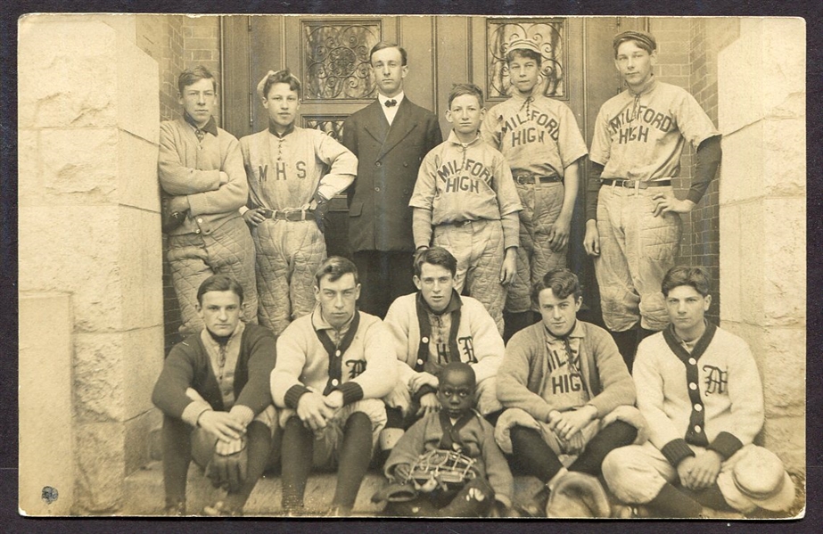 Early 1900s Milford High School Baseball Team RPPC