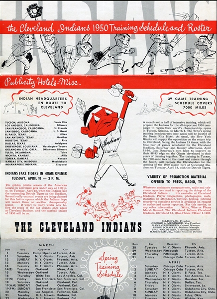 1950 Cleveland Indians Training Schedule & Roster