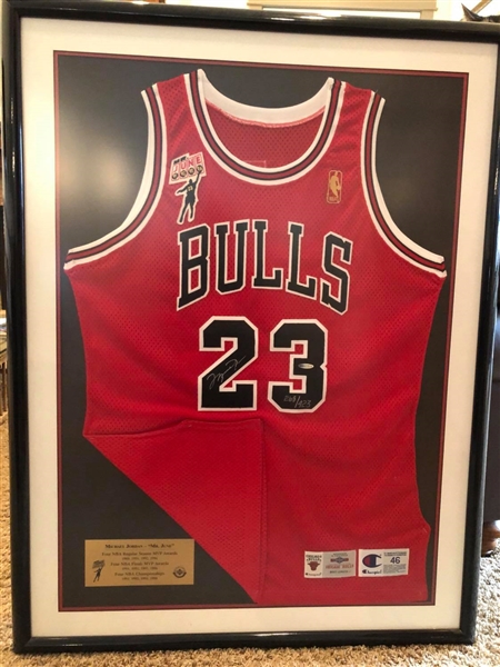 Michael Jordan Signed Framed Jersey UDA Bulls "Mr June " Jersey #268/423