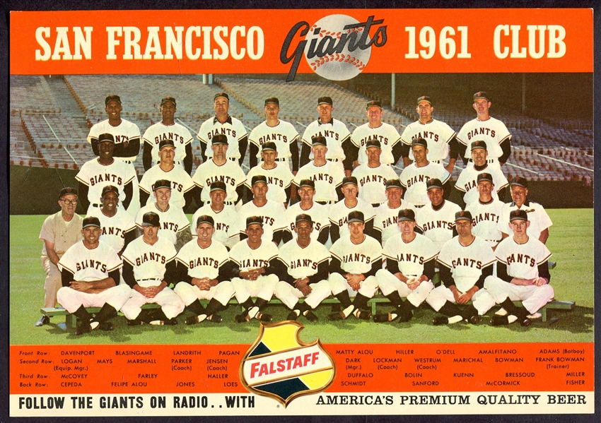 1961 San Francisco Giants Falstaff Beer Team Photo Premium Lot of 2