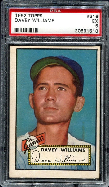 1952 Topps #316 Davey Williams New York Giants PSA 5
