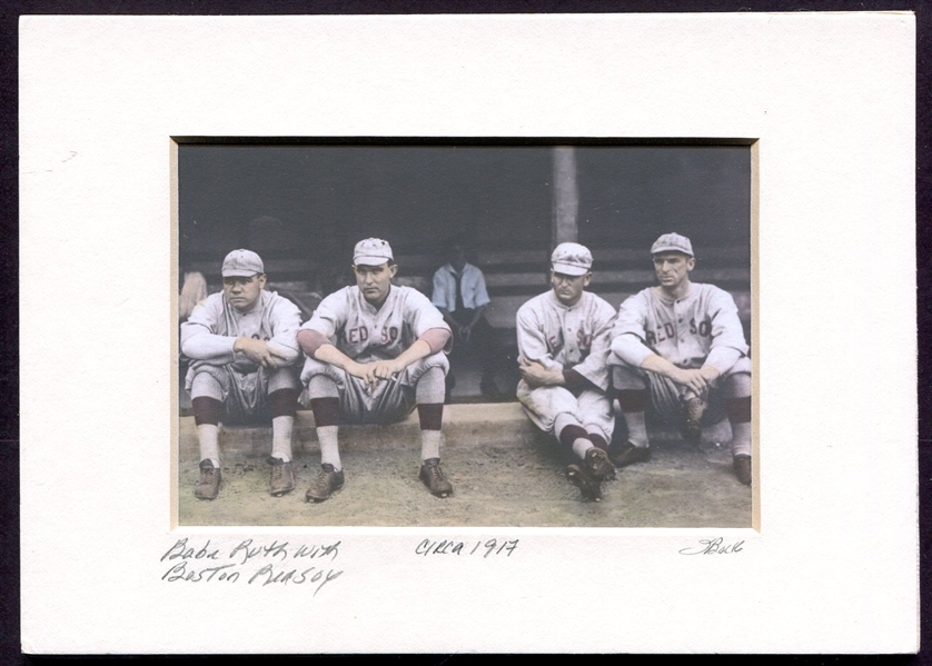 Babe Ruth & Red Sox Players Matted Photo