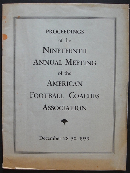 1939 American Football Coaches Association Annual Meeting Report