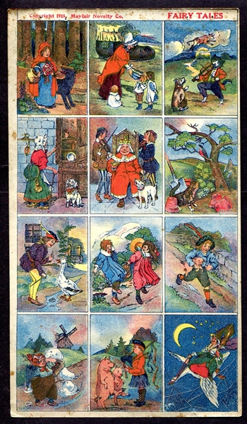 1918 Mayfair Novelty Fairy Tales Transfers Full Sheet of 12