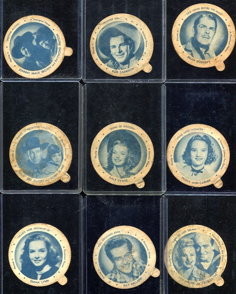 1946 Dixie Lids Movie Stars Lot of 13 Different