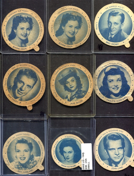 1948-49 Dixie Lids Movie Stars Lot of 21 Mostly Different