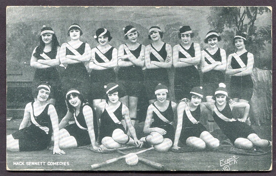 1920s Mack Sennett Comedies Girls Softball Team Exhibit Arcade Card
