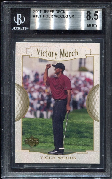 2001 Upper Deck #151 Tiger Woods Victory March Beckett 8.5