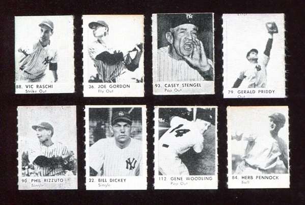 1950 R423 Lot of 8 New York Yankees w/HOFers