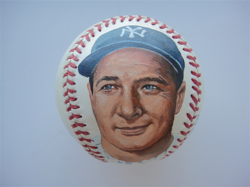 Lou Gehrig Hand Painted Bobby Brown OAL Baseball by Erwin Sadler
