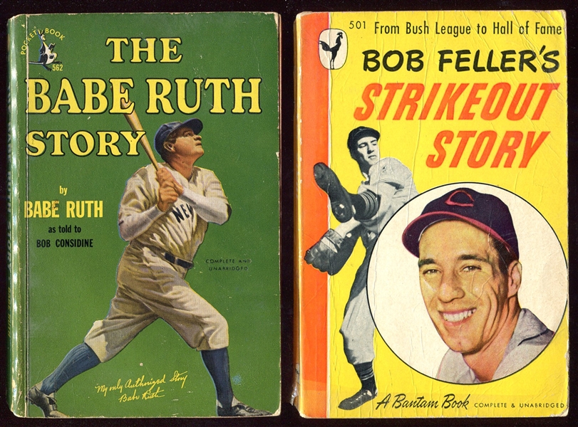 1948 Paperbacks The Babe Ruth Story & Bob Fellers Strikeout Story