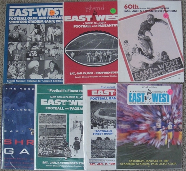 1970s/90s East-West Shrine Bowl Programs 8 Different