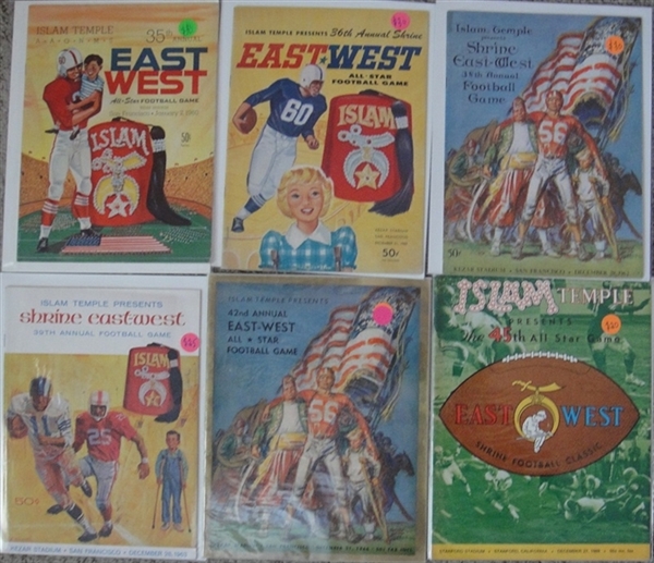 1960s East-West Shrine Bowl Programs 6 Different