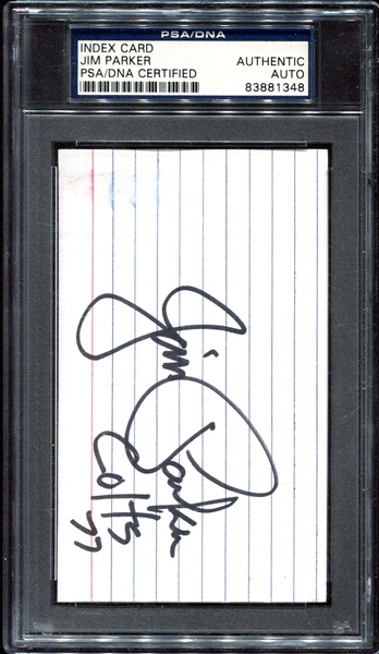 Jim Parker NFL HOFer Autographed Index Card PSA/DNA Authentic