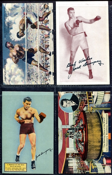Jack Dempsey Postcards 4 Different