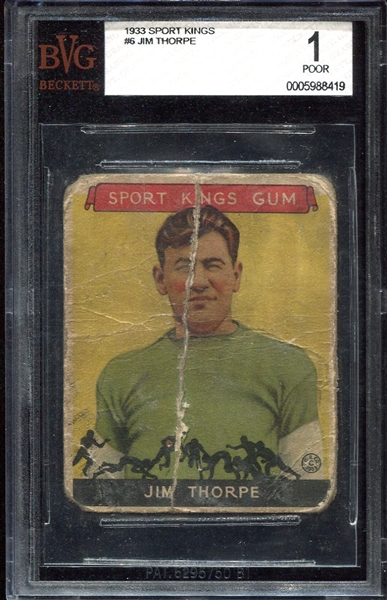 1933 Goudey Sport Kings #6 Jim Thorpe BVG 1