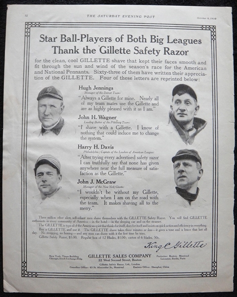 1910 Gillette Star Ball-Players Ad w/Honus Wagner
