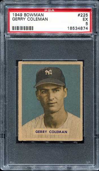 1949 Bowman #225 Gerry Coleman Rookie PSA 5