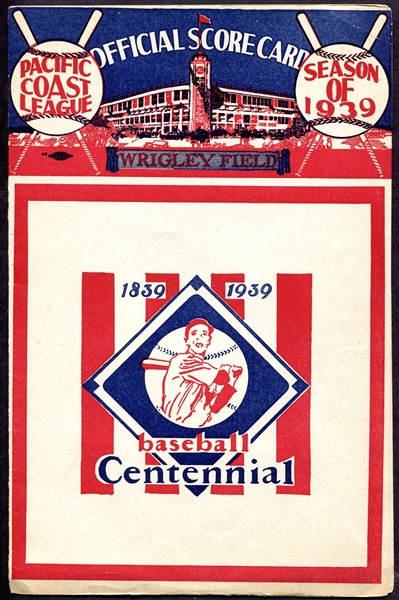 1939 Wrigley Field Baseball Centennial Score Card 