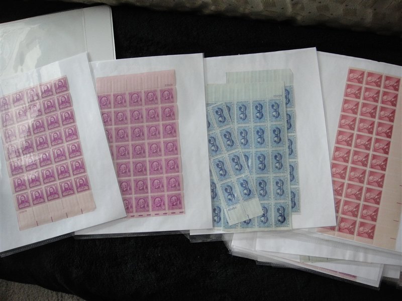U.S. Unused Stamps Partial Sheets/blocks 1930s-1970s 3 Ring Binder Full