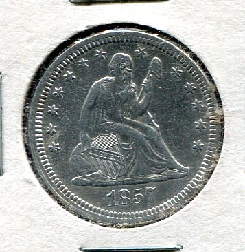 1857 Seated Liberty Quarter XF-AU