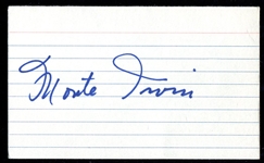Monte Irvin Signed 3" X 5" Notecard