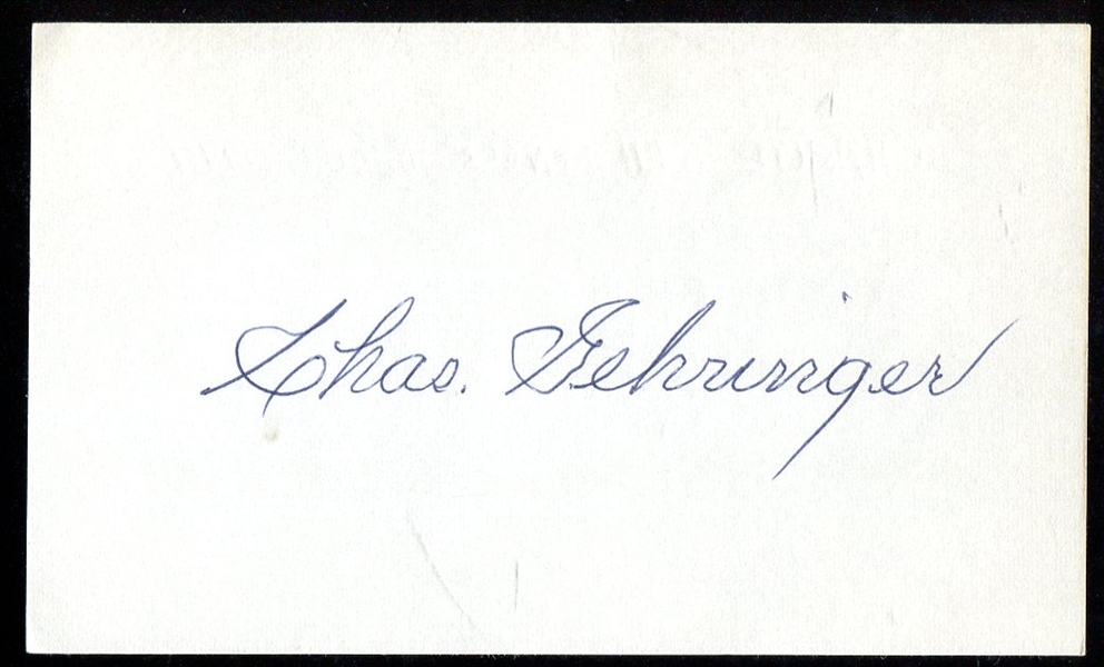 Chas. Gehringer Signed 3" X 5" Notecard